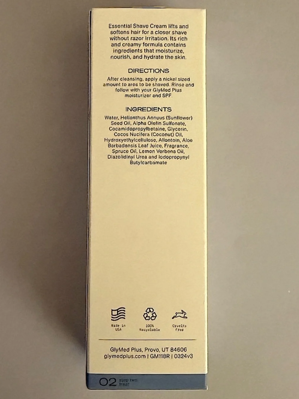 GlyMed Plus Essential Shave Cream for Men and Women  Full Size 4 fl oz / 118 ml